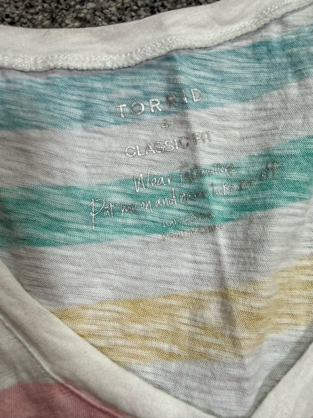 torrid White Multicolor Striped V-Neck Tank Top - Picture 2 of 2